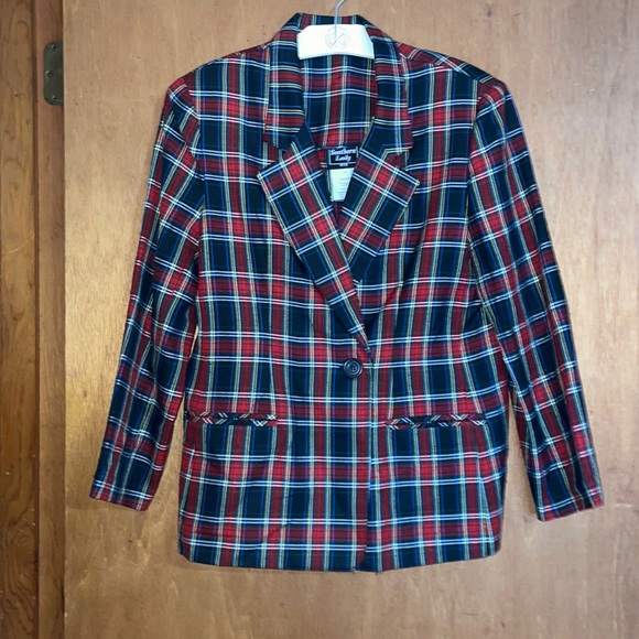 •SOUTHERN LADY•COLORFUL PLAID BLAZER SIZE 10 PETITE - Picture 5 of 7